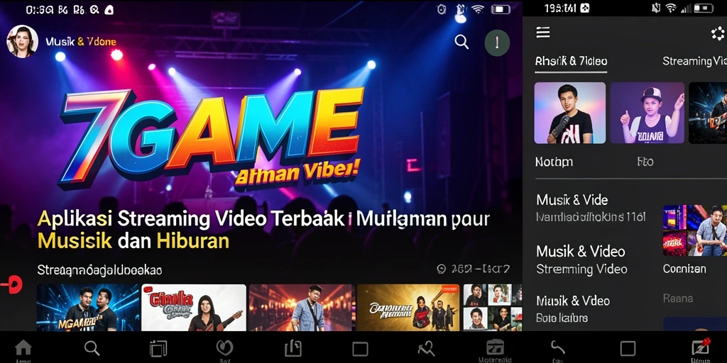 Tampilan antarmuka 7GAME yang sederhana dan fungsional untuk Streaming Video.