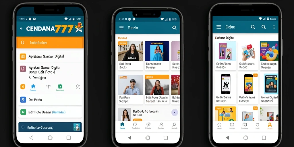 Antarmuka aplikasi Gambar Digital CENDANA777 yang modern dan kreatif.