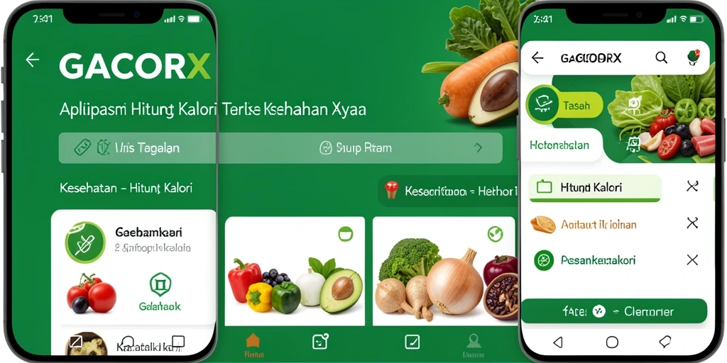 Tampilan antarmuka GACORX yang intuitif dan menarik untuk menghitung kalori.