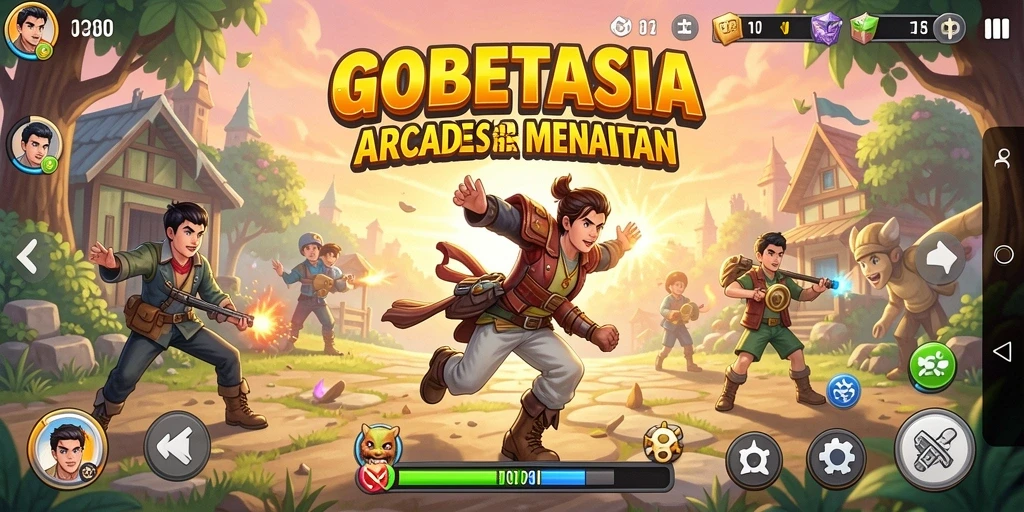 Antarmuka gameplay GOBETASIA yang menegangkan dan penuh warna.