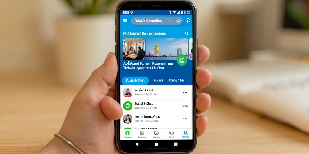 Antarmuka aplikasi S9S9 yang menampilkan forum komunitas yang hidup.