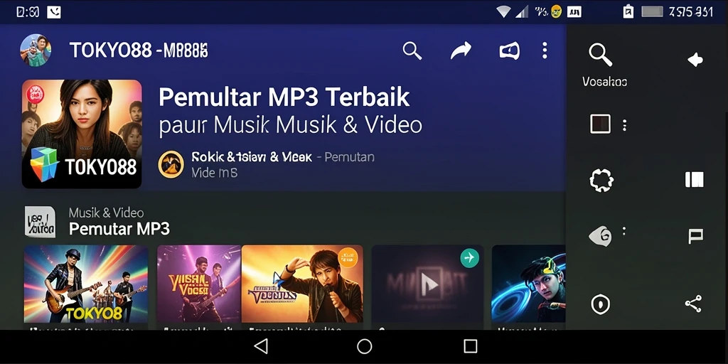 Antarmuka Pemutar MP3 TOKYO88 yang menarik dan modern