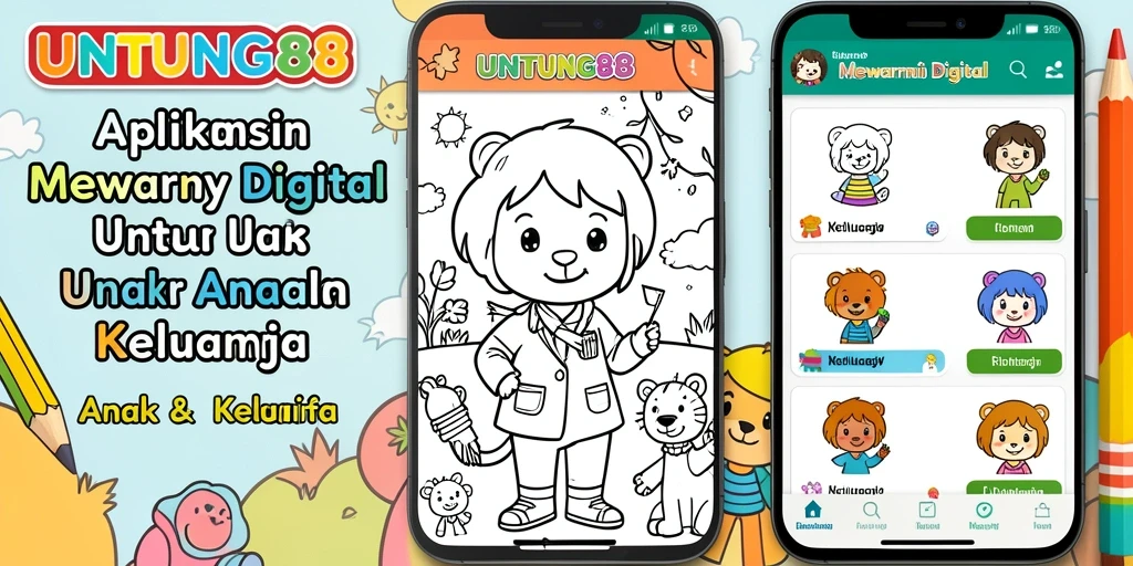 Antarmuka aplikasi UNTUNG88 yang ramah anak saat mewarnai.