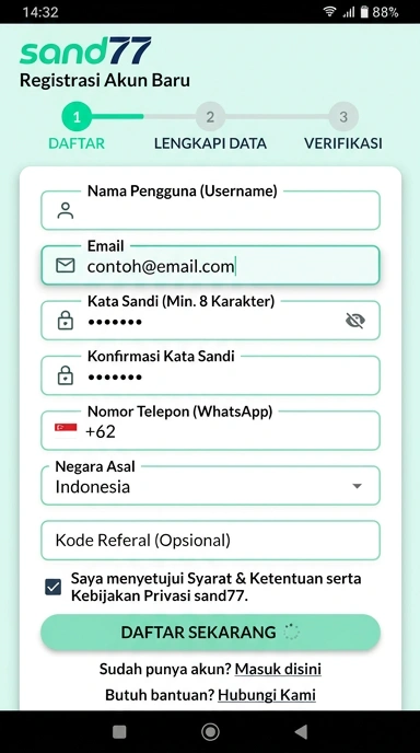 Buat Akun Baru di sand77 dengan Mudah