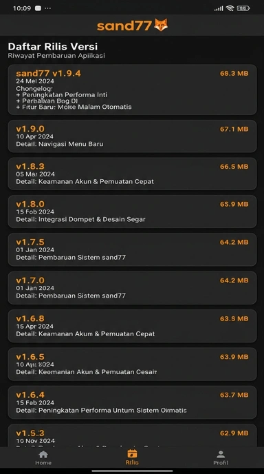 Riwayat Versi Aplikasi sand77 untuk Android
